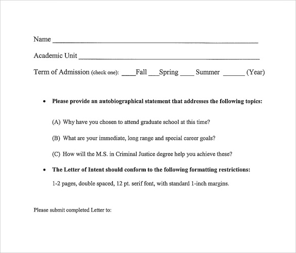 Free 10 Sample College Letter Of Intent In Pdf Ms Word Pages Google Docs