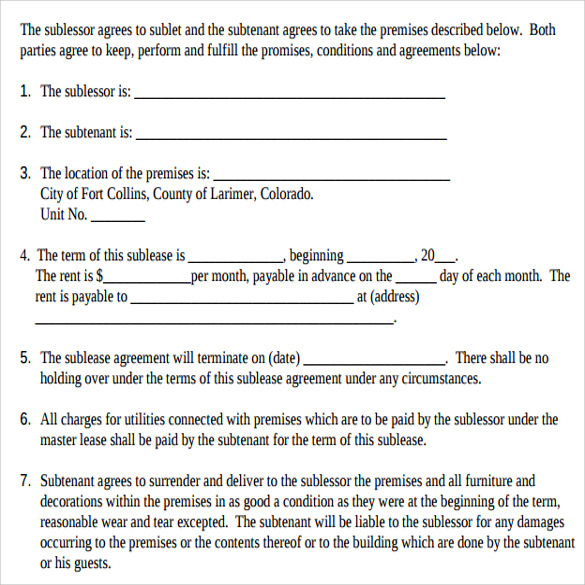 assignment of lease and sublease