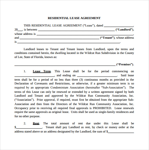 sample residential lease agreement in pdf