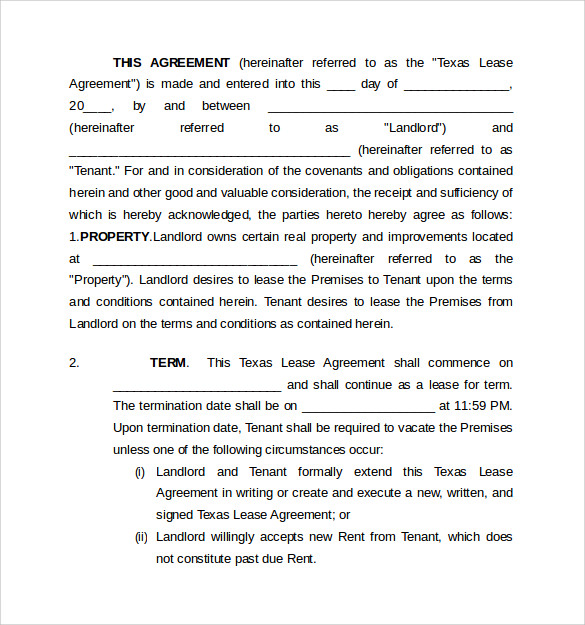 free 11 sample texas residential lease agreement