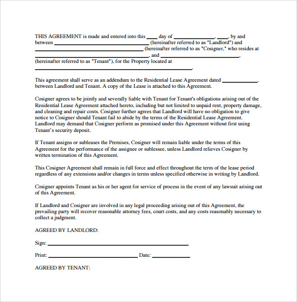sample texas residential lease agreement to cosign