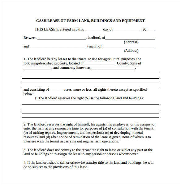 sample farm land lease agreement