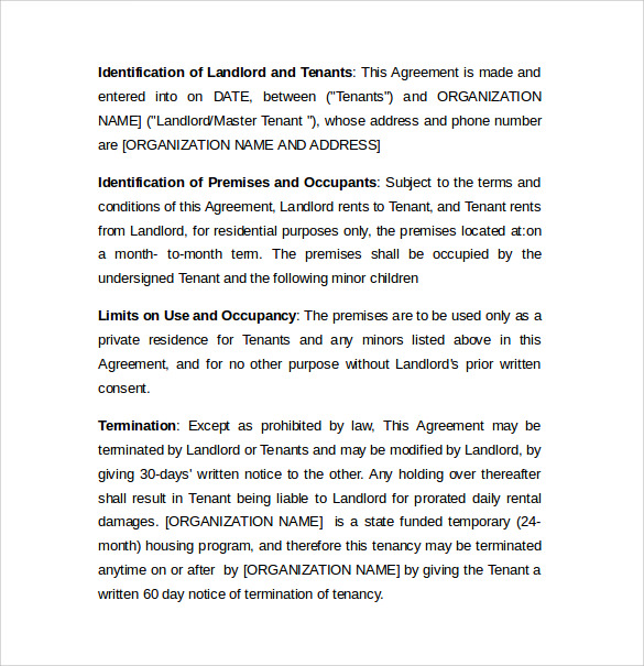 month to month residential rental agreement sample1