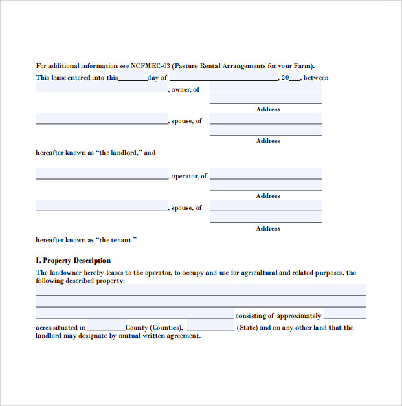 free 6 sample pasture lease agreement templates in pdf ms word google docs pages