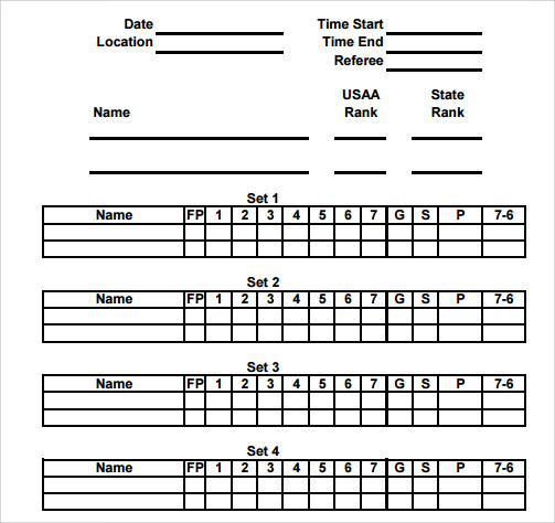 hockey game score card