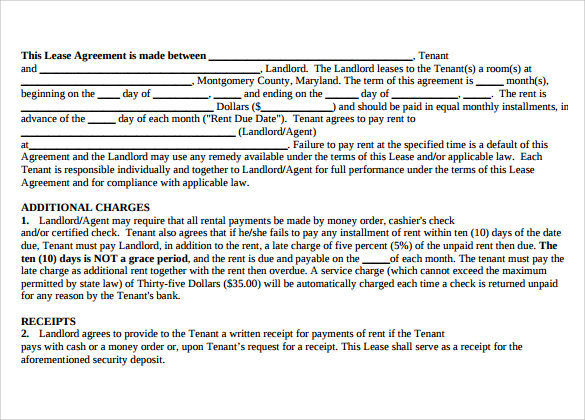 room rent lease agreement