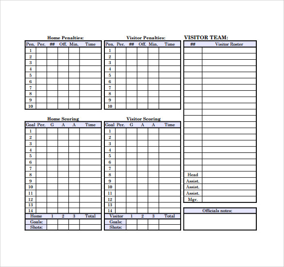 FREE 10+ Hockey Score Sheet Templates in Google Docs MS Word Pages