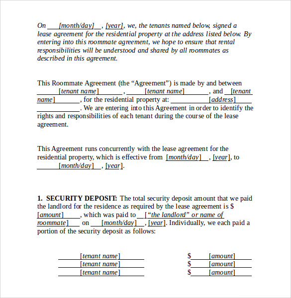word download room lease agreement 