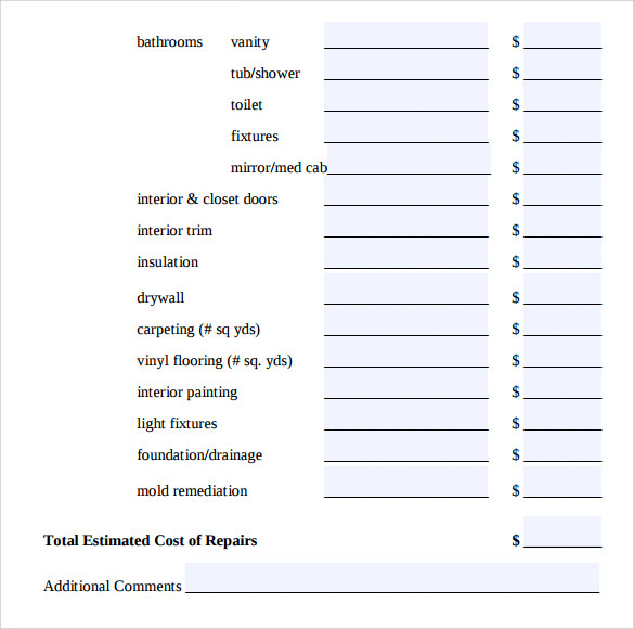 painting estimate template example