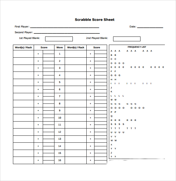 FREE 7 Sample Scrabble Score Sheet Templates In Google Docs MS Word