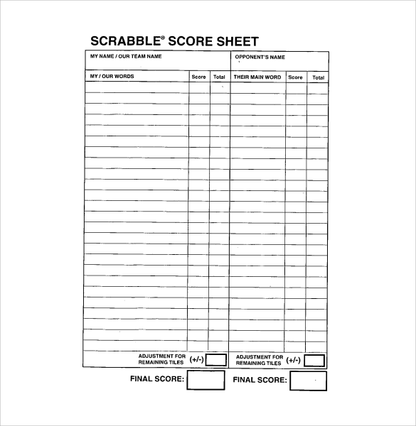scrabble score final sheet