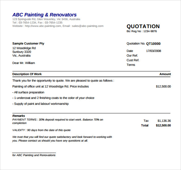 FREE 12+ Painting Estimate Templates in PDF Excel