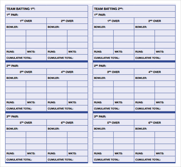 cricket score sheet word format free download