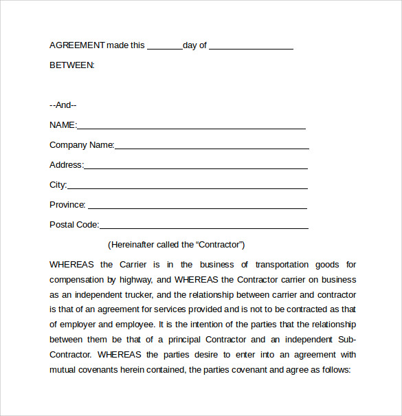 Carrier Lease Agreement Template 0907