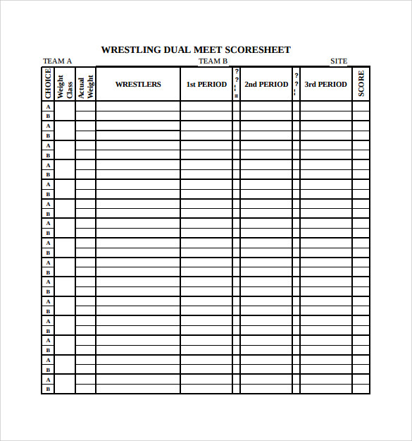 FREE 8+ Sample Wrestling Score Sheet Templates in PDF MS Word Excel