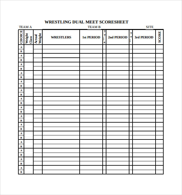 FREE 8  Sample Wrestling Score Sheet Templates in PDF MS Word Excel