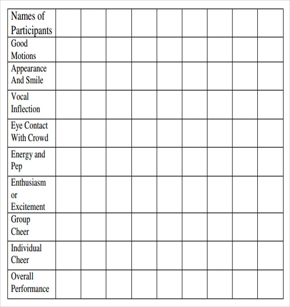 FREE 7 Sample Cheer Leading Tryout Score Sheet Templates In PDF MS Word