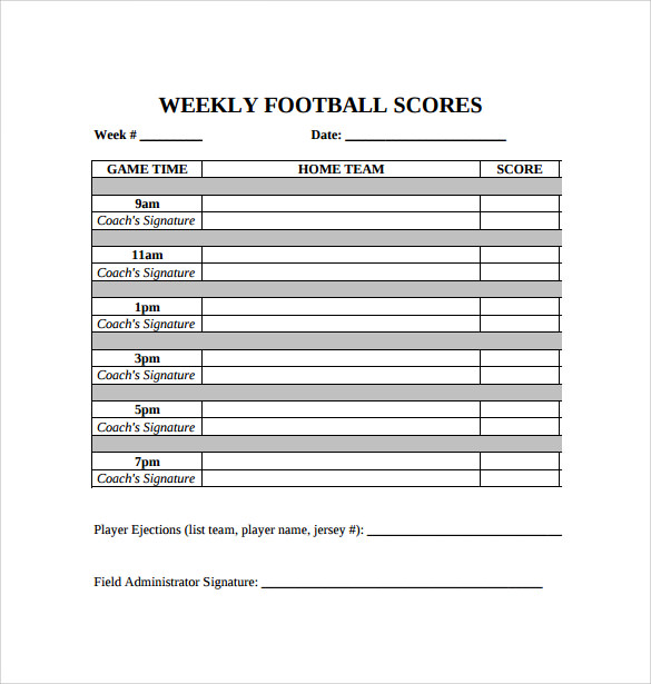 FREE 11+ Football Score Sheet Templates in Google Docs | MS Word ...