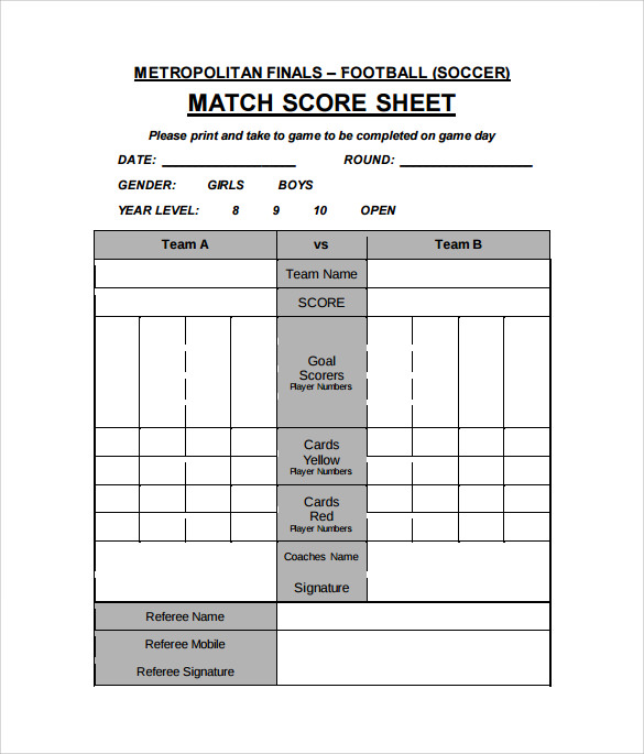 FREE 11 Football Score Sheet Templates In Google Docs MS Word 