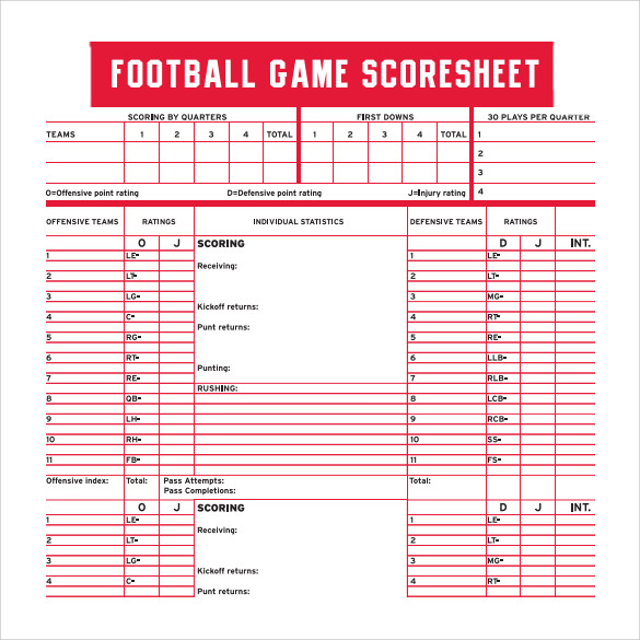 football score sheet pdf