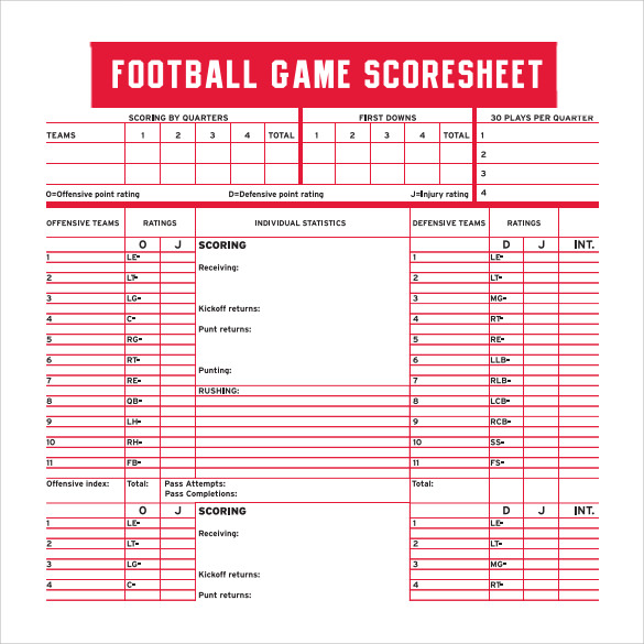 Printable Blank Football Play Sheet Template