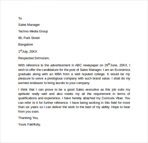 sales resume cover letter