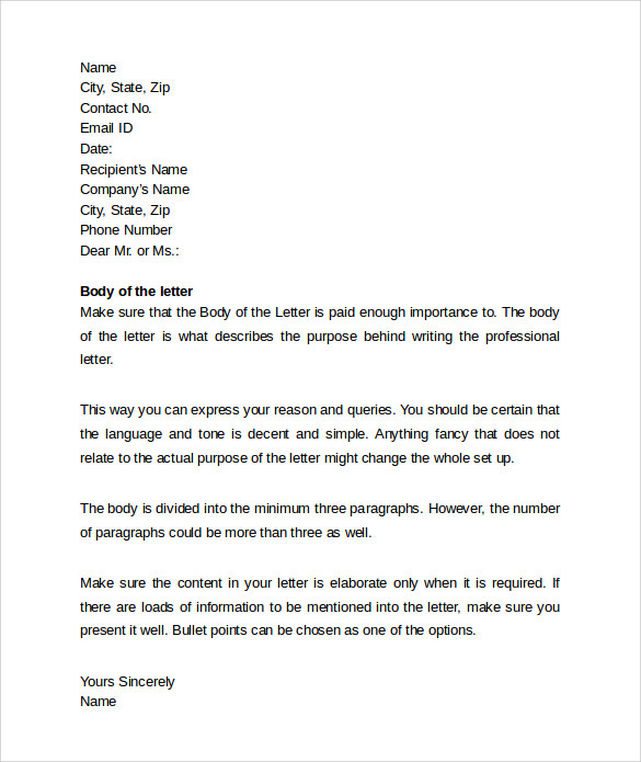 Free 7 Professional Cover Letter Templates In Ms Word Pdf