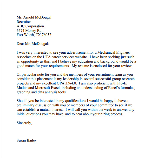 FREE 7 Simple Cover Letter Templates In MS Word PDF
