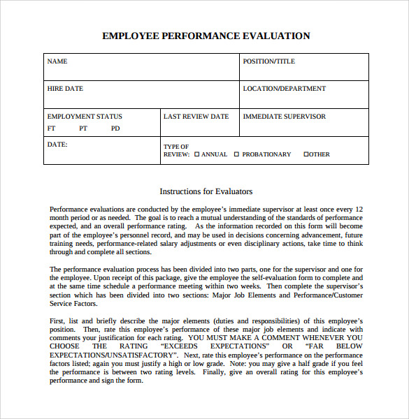 How to write a job performance evaluation