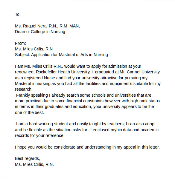 graduate school application letter