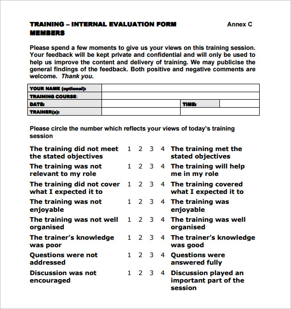 FREE 7+ Training Evaluation Forms in PDF | Word