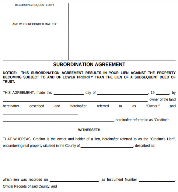 subordination agreement