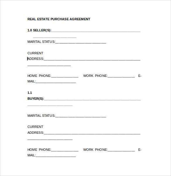 Purchase Agreement Real Estate Template