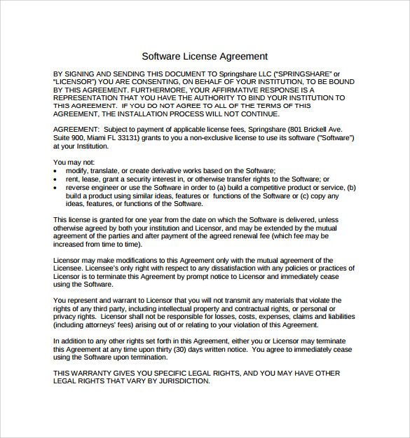 FREE 14 Sample Software License Agreement Templates In PDF MS Word 