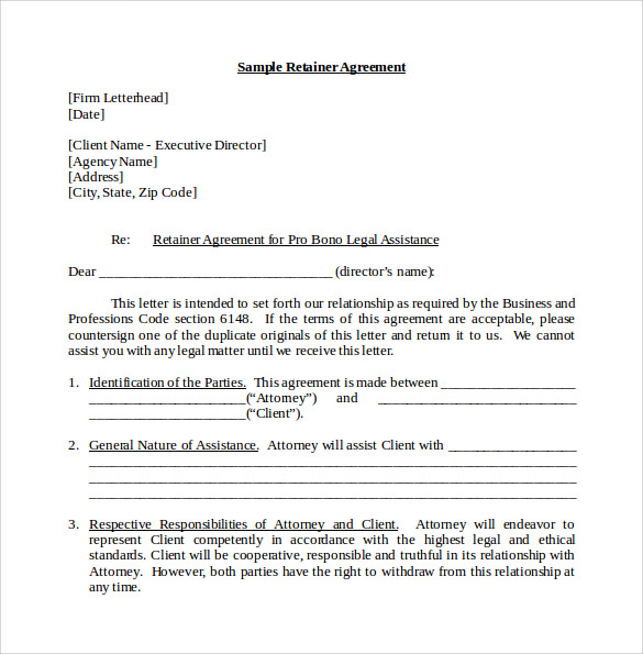 Free 7 Sample Retainer Agreement In Pdf Ms Word 