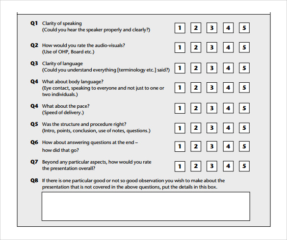 presentation evaluation form