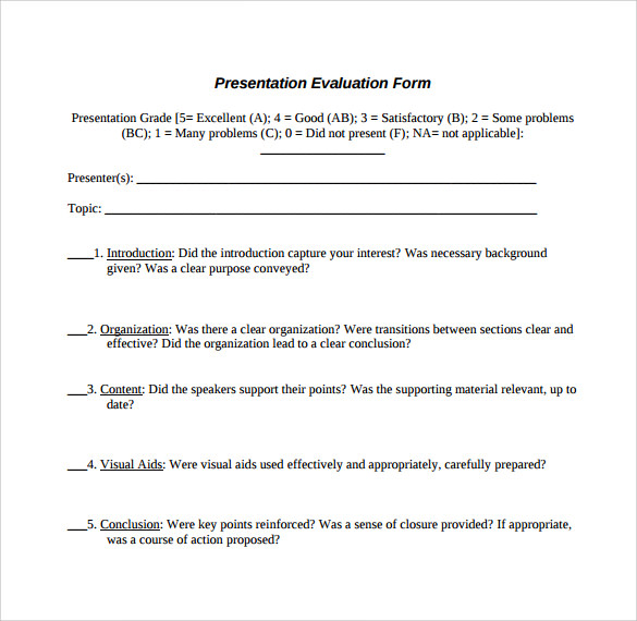 example presentation evaluation form