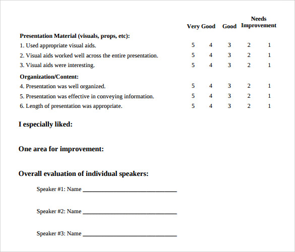 group presentation evaluation form