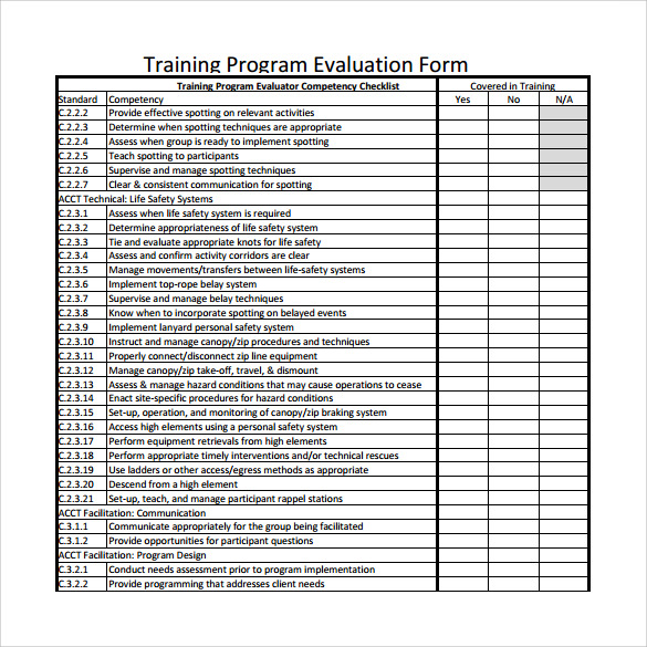 training program evaluation form