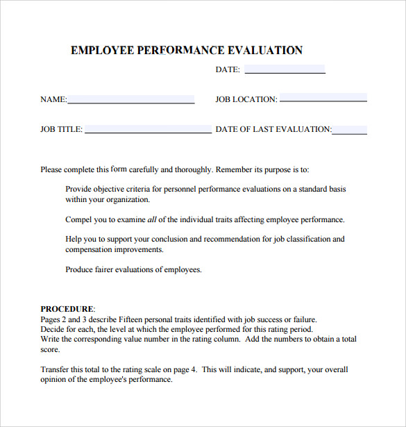 free download performance evaluation form