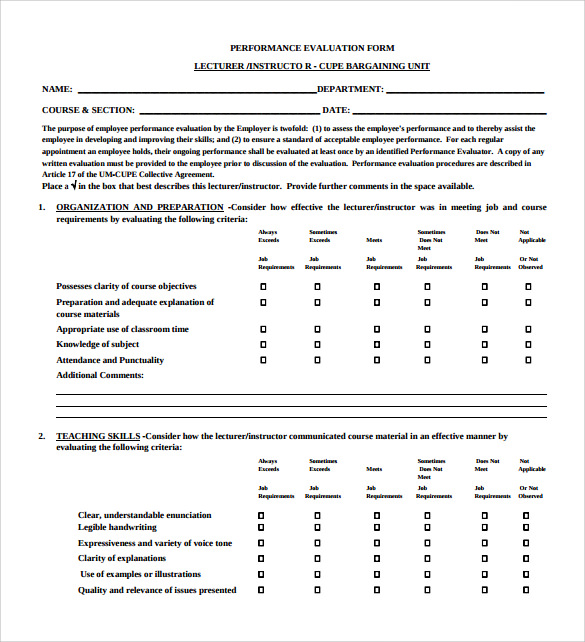 downloadable performance evaluation form