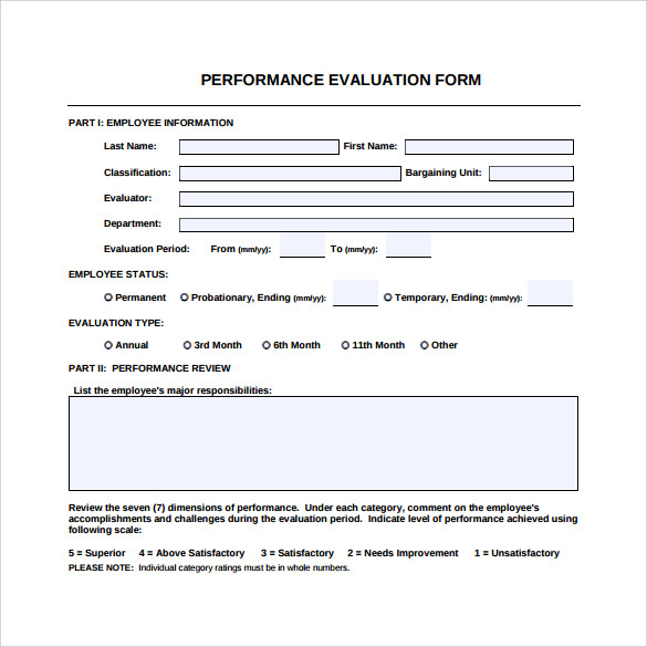 performance evaluation form pdf