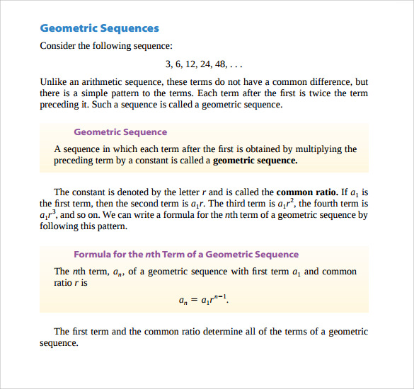 geometric progression examples with solutions