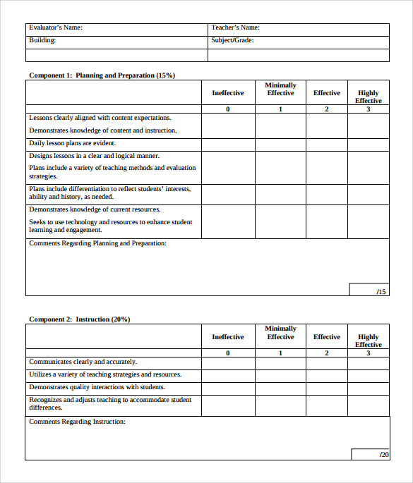 Instructor Evaluation Form Download Printable Pdf Templateroller Images