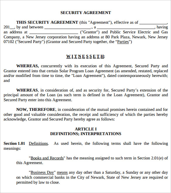 security assignment agreement definition