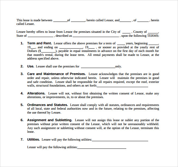 commercial lease agreement sample1