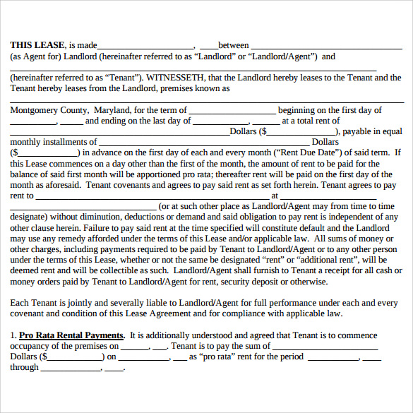 family house lease agreement