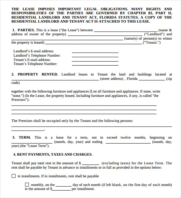 single family house lease agreement