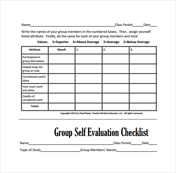 quick peer evaluation form