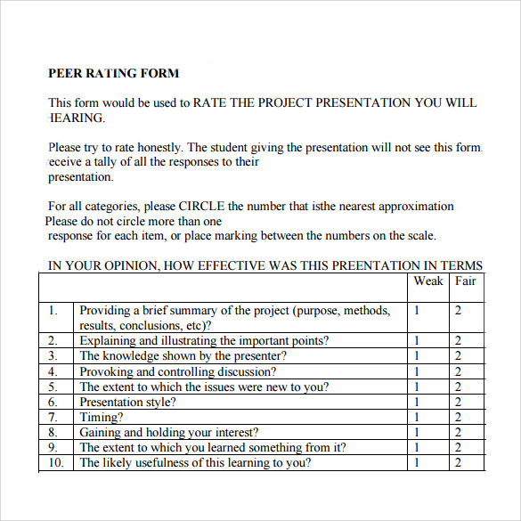 team work peer evaluation form